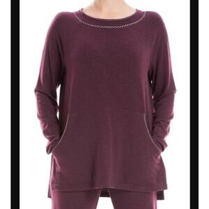 MAX STUDIO Raglan Sleeve High/low Pullover Wine Size Small Pockets NEW